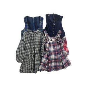 Vintage Girls Dress Casual Time 4 Years  Blue  Zipper 70's Lot Of 4